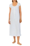 Eileen West Cap Sleeve Nightgown In White Floral Stripe