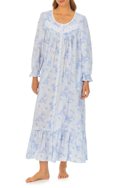 Eileen West Long Sleeve Ballet Nightgown In Blue Print