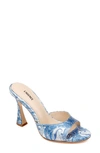 L Agence Avery Slide Sandal In Blue/ Ivory