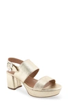 Aerosoles Camera Platform Sandal In Soft Gold Canvas