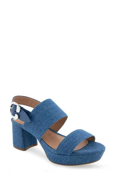 Aerosoles Camera Platform Sandal In Medium Blue Denim