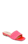 L Agence Aloise Slide Sandal In Neon Coral Satin