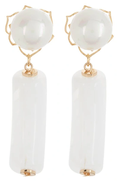 Nakamol Chicago Acrylic & Imitation Pearl Drop Earrings In White