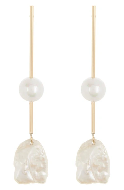 Nakamol Chicago Freshwater Pearl Linear Drop Earrings In White