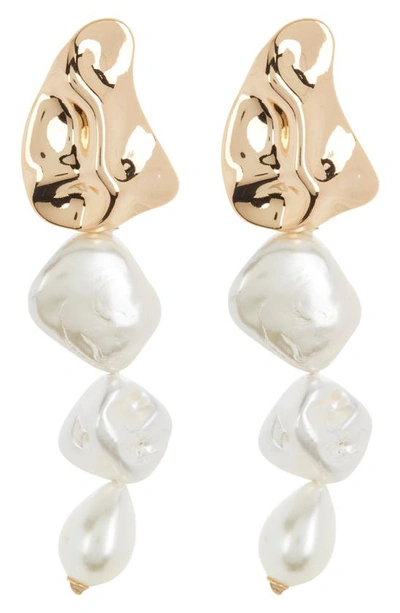Nakamol Chicago 9.5-10mm Imitation & Freshwater Pearl Linear Drop Earrings In White