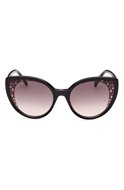 Emilio Pucci 58mm Gradient Cat Eye Sunglasses In Shiny Black / Gradient Brown