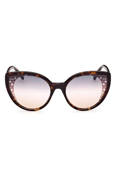 Emilio Pucci 58mm Gradient Cat Eye Sunglasses In Dark Havana / Gradient Smoke