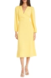 Maggy London Long Sleeve Tie Waist Midi Dress In Snapdragon