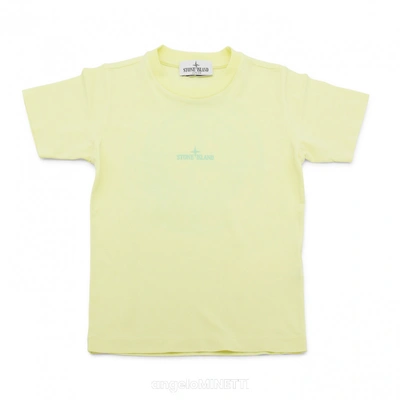 Stone Island Kids' Yellow Cotton T-shirt In Lemon