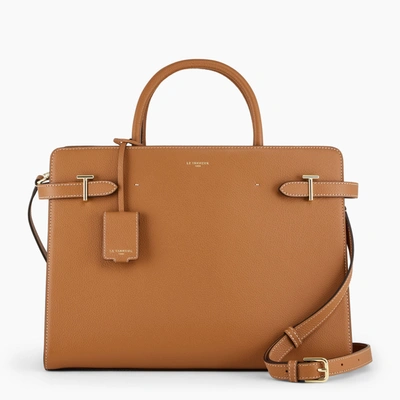 Le Tanneur Emilie Large Handbag In Pebbled Leather In Brown
