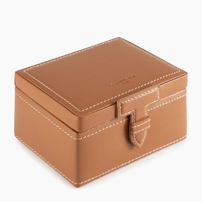 Le Tanneur Coffret Boutons De Manchettes En Cuir In Brown