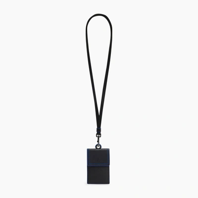 Le Tanneur Alexis Neck-worn Card Holder In Grained Leather In Black