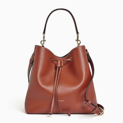 Le Tanneur Louise Large Grained Leather Bucket Bag In Brown