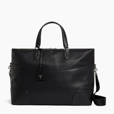 Le Tanneur Romy Grained And Smooth Leather 24h Travel Bag In Black