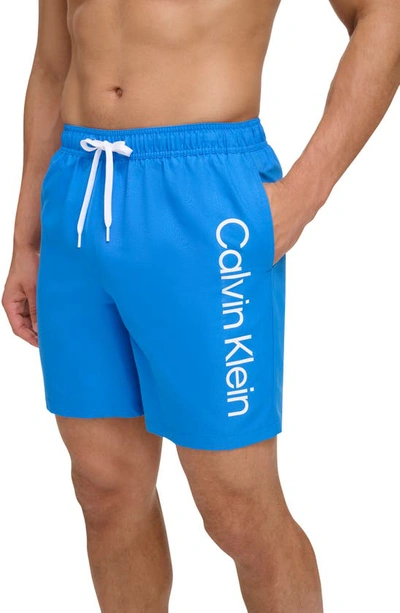 Calvin Klein Core Volley Swim Trunks In Blue