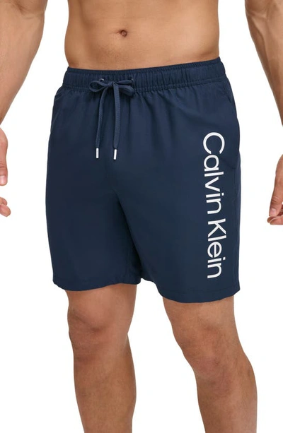 Calvin Klein Core Volley Swim Trunks In Navy