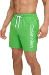 Calvin Klein Core Volley Swim Trunks In Green