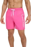 Calvin Klein Core Volley Swim Trunks In Pink