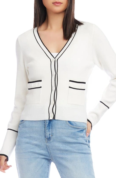 Karen Kane Contrast Trim Cardigan In Bow