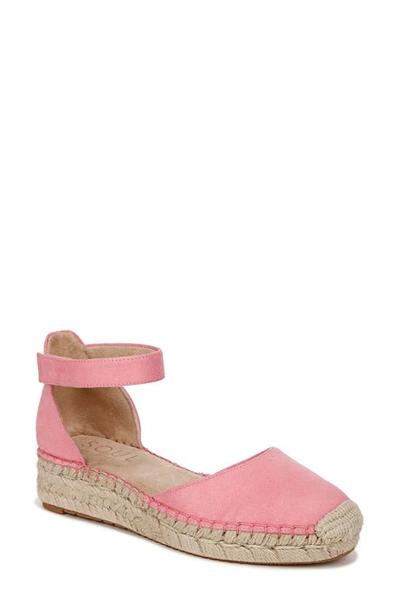 Soul Naturalizer Wren Ankle Strap Espadrille Platform Sandal In Flamingo Pink Microfiber
