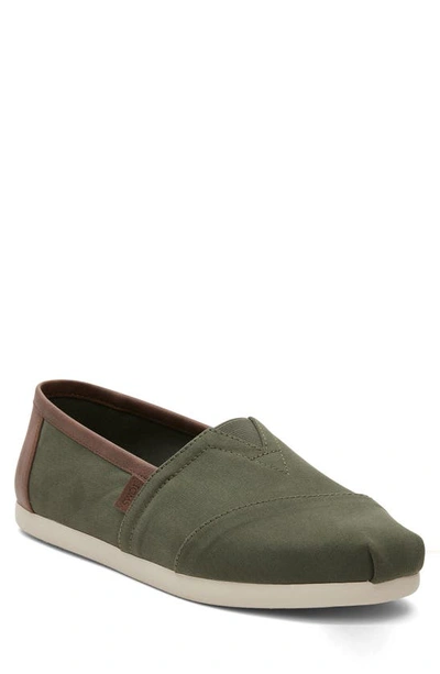 Toms Alpargata Faux Leather Trim Slip-on Trainer In Green