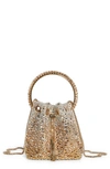 Jimmy Choo Bon Bon Crystal Drawstring Pouch In Gold/ Silver