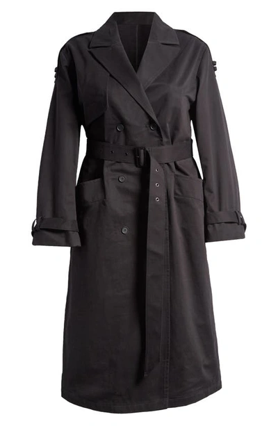 Allsaints Wyatt Cotton Trench Coat In Black