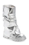 Azalea Wang Mate Lug Sole Boot In Silver