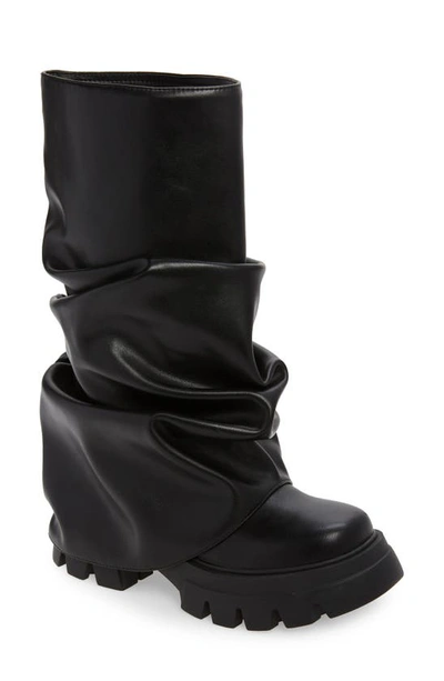 Azalea Wang Mate Lug Sole Boot In Black