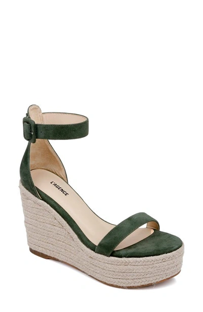 L Agence Avice Ankle Strap Espadrille Platform Wedge Sandal In Clover