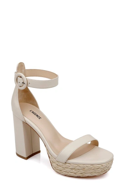 L Agence Avia Ankle Strap Platform Sandal In Ecru