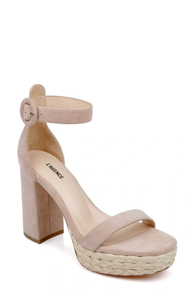 L Agence Avia Ankle Strap Platform Sandal In Pecan Suede