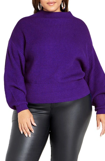 City Chic Angle Dolman Sleeve Jumper In Royal Purple