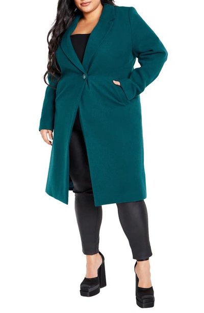 City Chic Effortless Chic Coat In Emerald