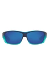 Costa Del Mar 61mm Rectangle Sunglasses In Turquoise Polarized Plastic