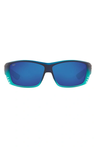 Costa Del Mar 61mm Rectangle Sunglasses In Turquoise Polarized Plastic