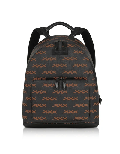 Ermenegildo Zegna Black Xxx Printed Coated Canvas And Vicuna Backpack