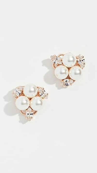 Anton Heunis Glass Pearl Cluster Earrings In Yellow Gold/pearl