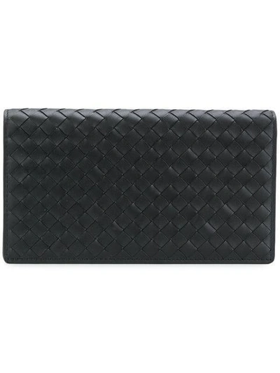 Bottega Veneta Intrecciato Weave Continental Wallet In Black