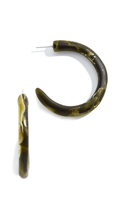 Dinosaur Designs Medium Loop Earrings In Malachite