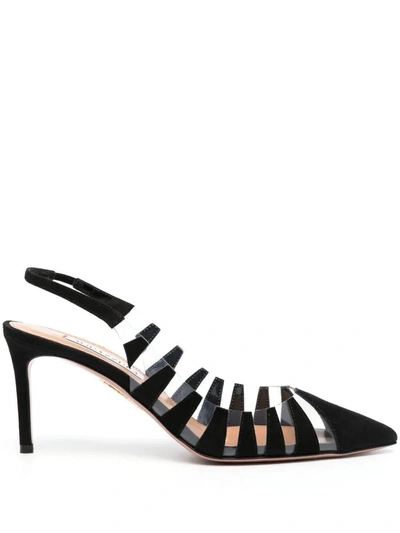 Aquazzura Hot Rumor Sling 75mm Pumps In Black