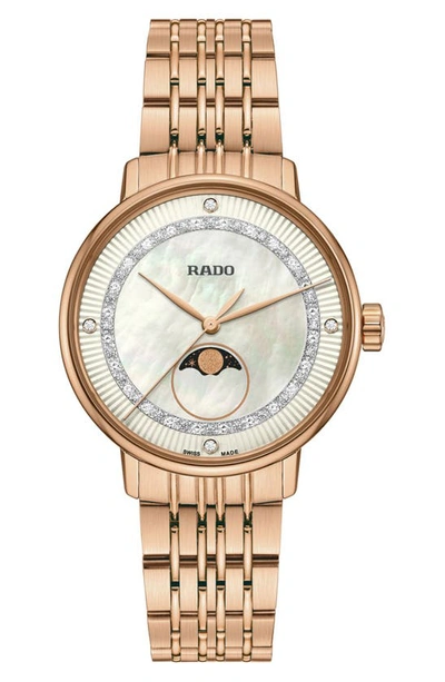 Rado Coupole Classic Quartz Diamond Bracelet Watch, 34mm In Mother Of Pearl