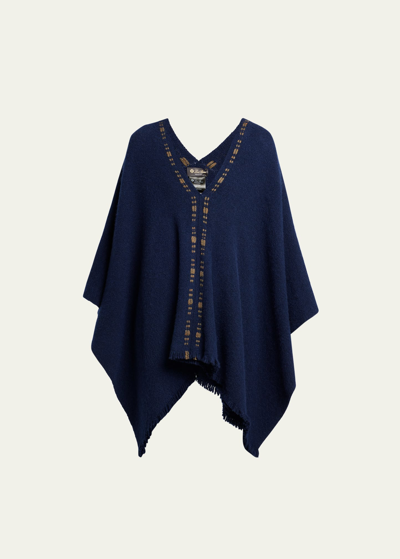 Loro Piana Soft Cloud Blue Cashmere & Silk Poncho In Royal Bright Blue