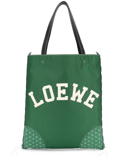 Loewe - Sneaker Leather And Nylon Tote Bag - Mens - Green