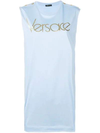 Versace Vintage Logo Tank Top In Blue