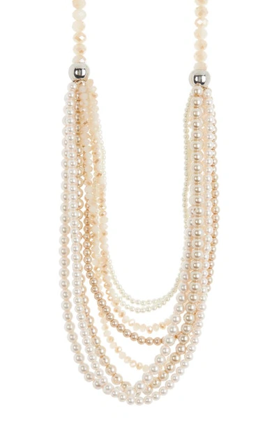 Tasha Imitation Pearl Multistrand Layered Necklace In Neutral