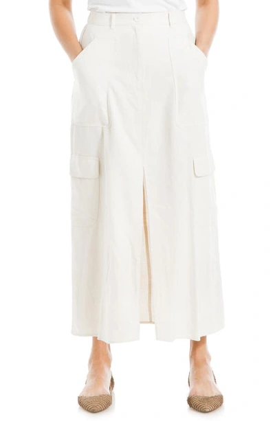 Max Studio Front Slit Cargo Skirt In White