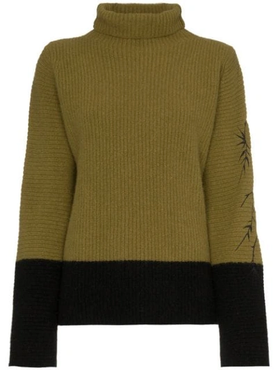 Haider Ackermann Chunky Contrast Roll Neck Jumper In Green