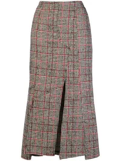 Mcq By Alexander Mcqueen Prince Of Wales Checked Wool-blend Midi Skirt In Black/white