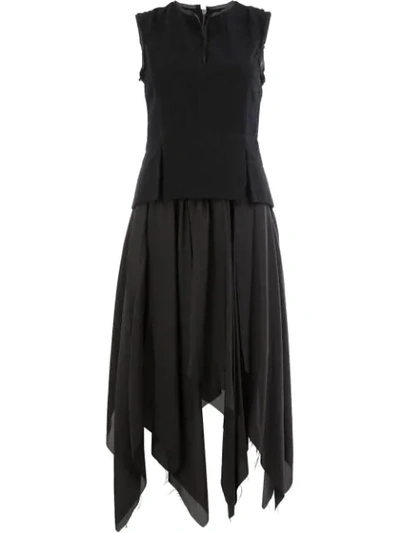 Masnada Asymmetric Full Skirt Dress In Black